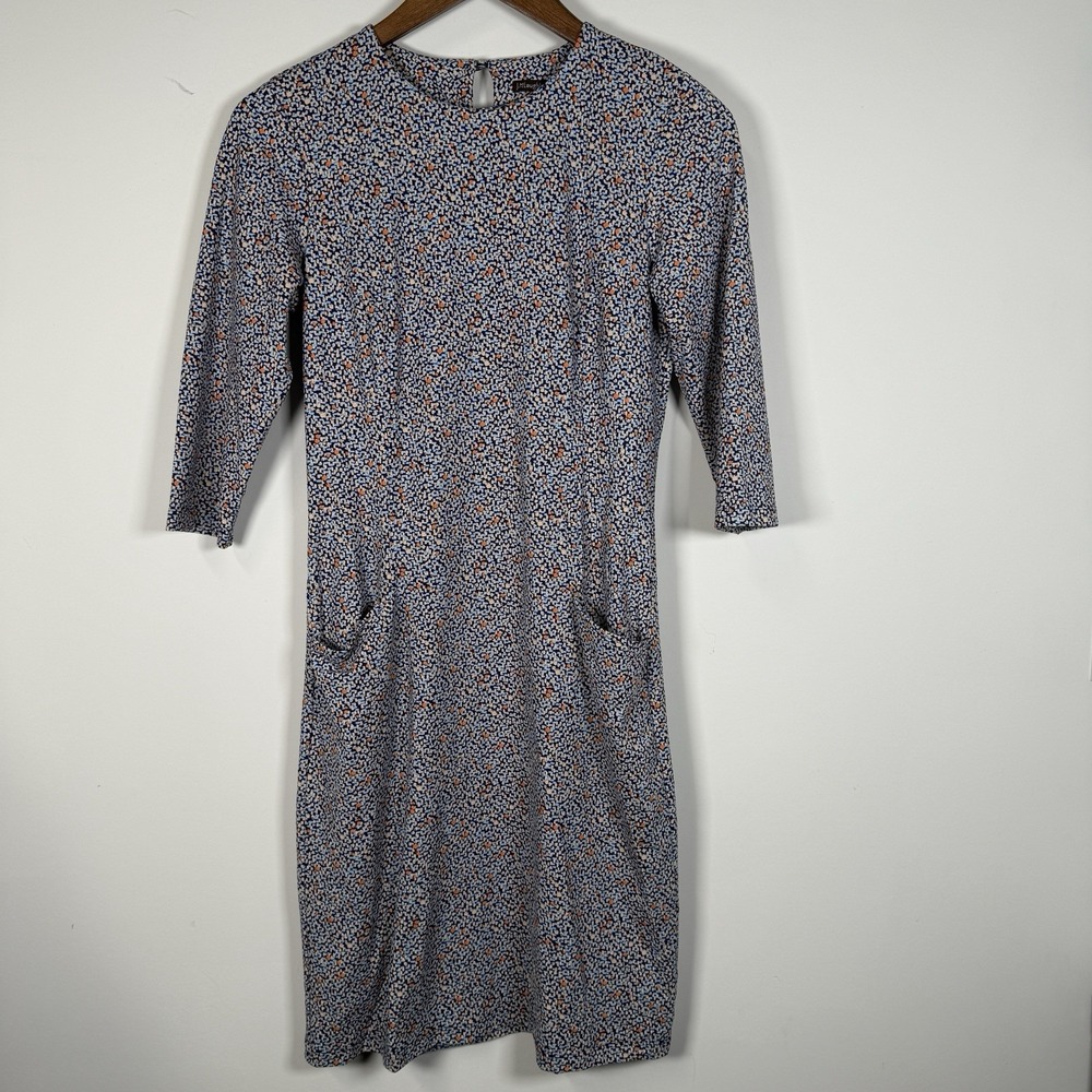 Women's J. McLaughlin Dress 3/4 Sleeve Blue Orange XS Pockets Career